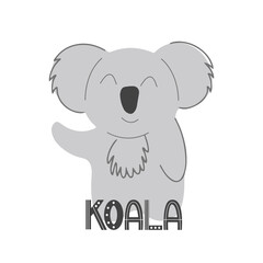 Friendly koala, vector childrens colorful illustration in cartoon hand drawn style for printing on baby clothes, interior design, packaging, stickers. Isolated on white