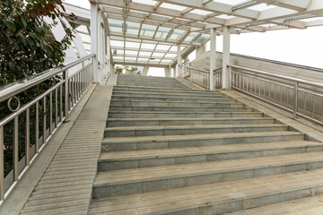 Flight of Stairs to a Modern Pedestrian Bridge