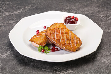 Roasted duck breast with sauce
