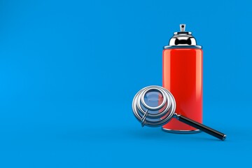 Spray can with magnifying glass