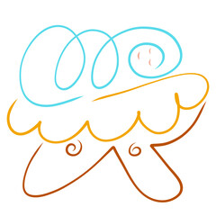 Little swaddled Jesus sleeping in a manger with a smile on his face