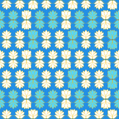 Fototapeta na wymiar Lotus flower pattern, mosaic style. Seamless pattern. Great for Spring or Summer fabric, scrap booking, gift wrap, wallpaper, tile, dinnerware, product design projects. Surface pattern design - Vector
