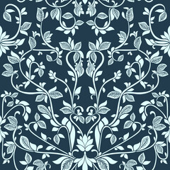 Fototapeta na wymiar Ornate floral leaf pattern with a elegant vintage feel. Seamless pattern. Great for fabric, scrap booking, gift wrap, wallpaper, dinnerware, product design projects. Surface pattern design - Vector