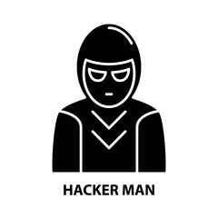 hacker man icon, black vector sign with editable strokes, concept illustration