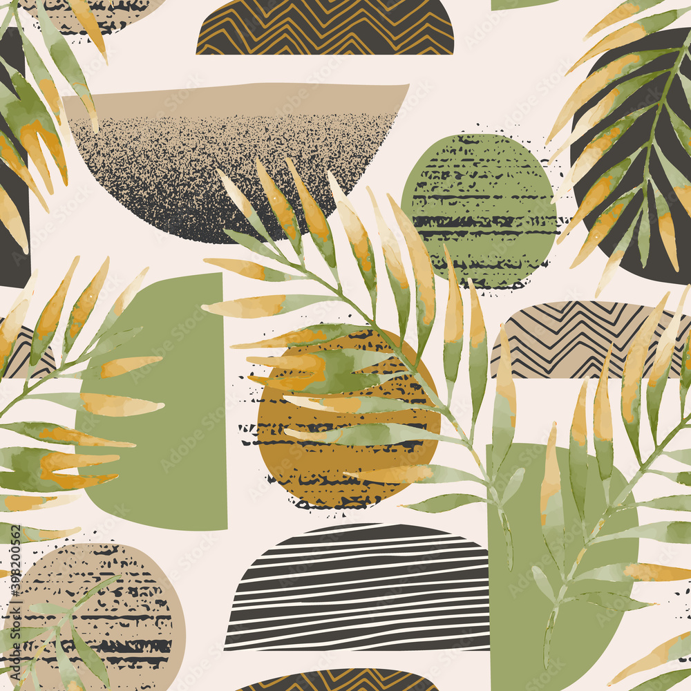 Sticker hand drawn seamless pattern in scandinavian minimal style