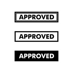 Black approved square rubber stamp isolated on white background. Vector illustration. Approved - vintage rubber stamp.