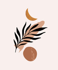 Abstact Minimal design. Boho wall art print in modern flat style