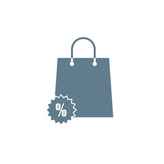 Shopping bag with the sale, discount, percentage symbol icon, flat design best vector icon. Stock vector illustration isolated on white background.