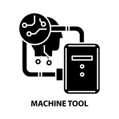 machine tool icon, black vector sign with editable strokes, concept illustration