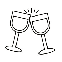 wine cups drink line style icon