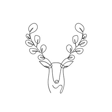 Deer art drawing minimalism style. vector design illustration EPS10.