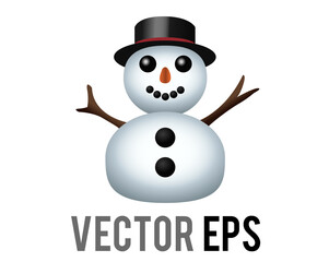 Vector classic snowman made from two large snowballs icon with snowflake