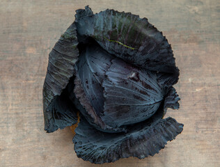red cabbage on the wooden background