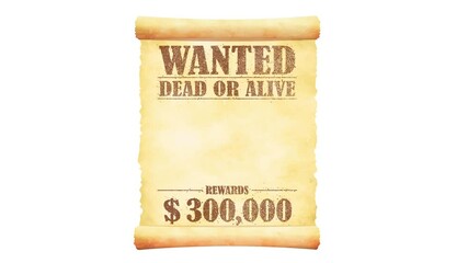 Gruaged wanted paper illustration movie / American Old West..