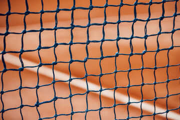 Close up of net on tennis court