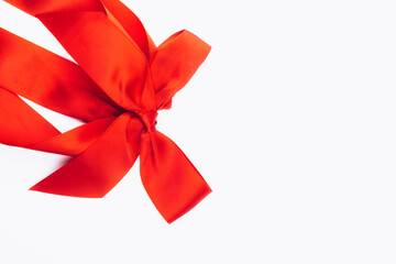 red letter with ribbon bow to Valentine's Day