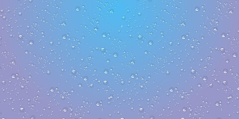 Drops water rain on blue background, realistic style, vector elements
