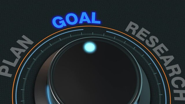 knob with a futuristic circular hud, project planning, research and find a solution, business concept (3d render)