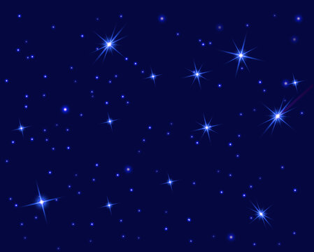 Starry sky with bright and dim stars. Dark star seamless pattern. Vector illustration of the starry sky. © kornetka