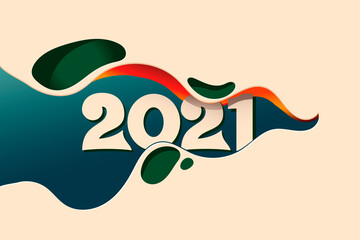 Creative Happy new year 2021 greeting card design. Vector typography and lettering