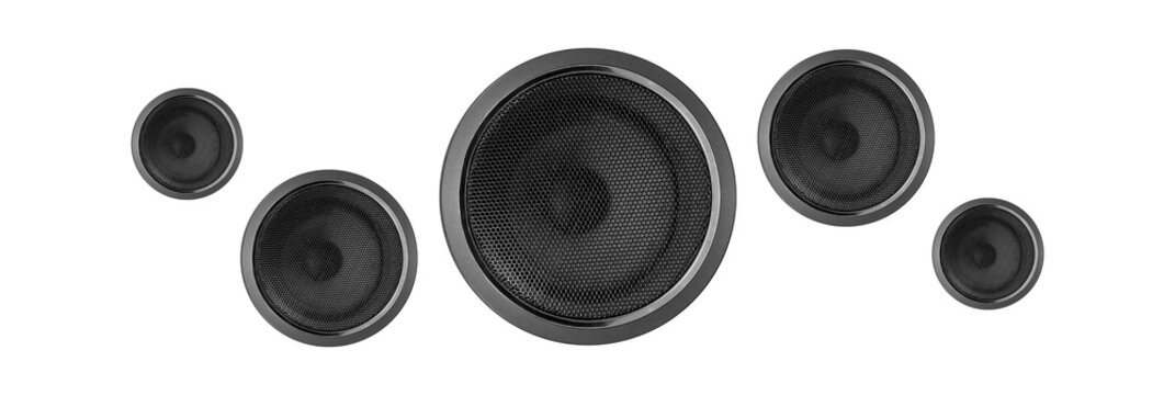 Music and sound - Front view five way speaker Isolated