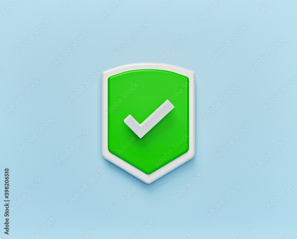 Poster shield check mark icon isolated. minimal symbol. 3d rendering