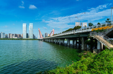 Lakeside modern office building in China