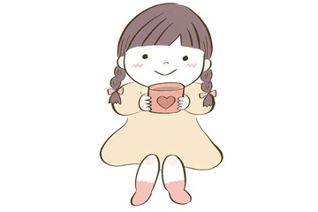ホットココアを飲むかわいい女の子