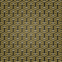 Geometric vector pattern with golden arrows. Geometric modern golden ornament. Seamless abstract background