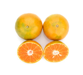 Slice of ripe tangerine isolated on white background