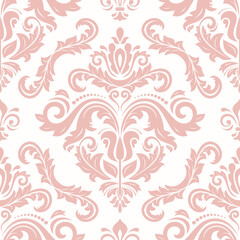 Classic seamless vector pattern. Damask orient pink ornament. Classic vintage background. Orient ornament for fabric, wallpaper and packaging