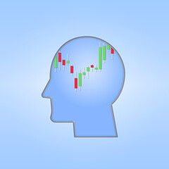 Abstract Head with Graph and Chart bar symbol