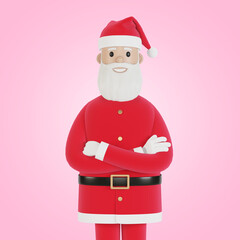 Happy Santa Claus character. For Christmas cards, banners and labels. 3D illustration in cartoon style.