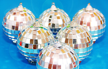 shiny mirror round Christmas balls for the new year holiday