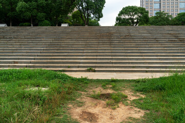 Close up and details of railing and stairs of a modern building
