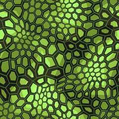 Camouflage geometric seamless pattern texture. Abstract military camo hexagonal scales endless print for army and hunting. Vector background.