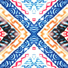 Obraz premium Aquarelle Aztec Tile. Active Blue Motif.