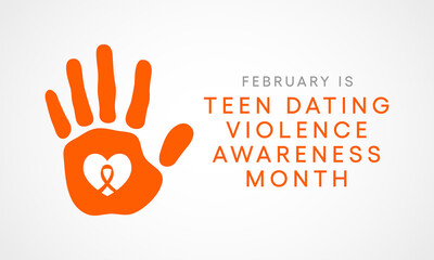Vector illustration on the theme of National Teen Dating violence awareness and prevention month observed each year during February. - obrazy, fototapety, plakaty