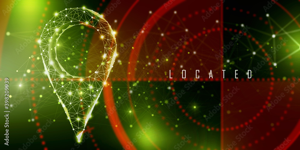 Poster 2d rendering red map pointer