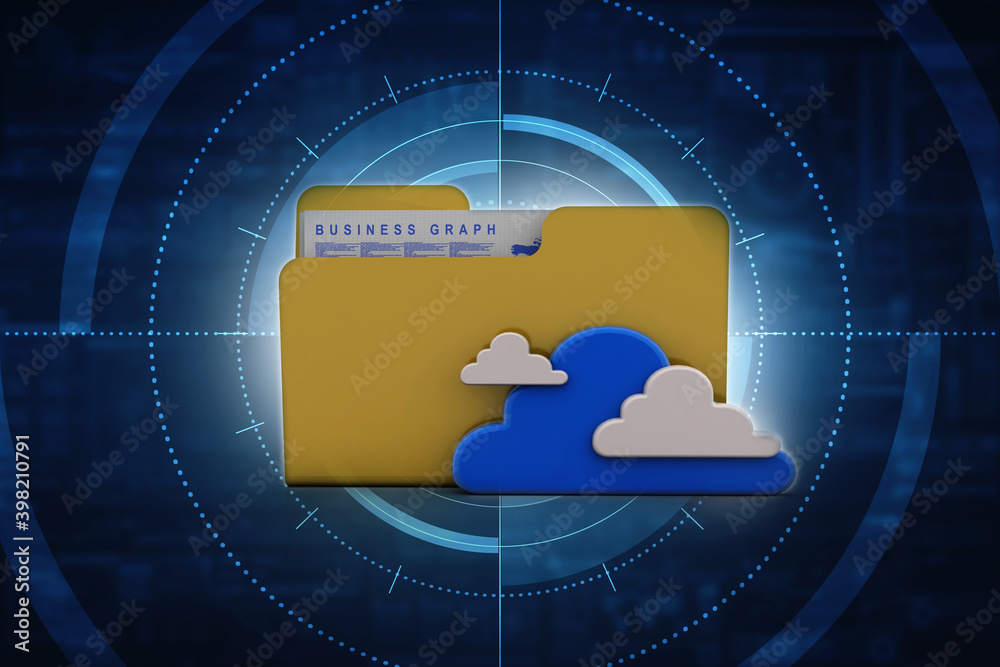 Poster 3d rendering cloud folder network