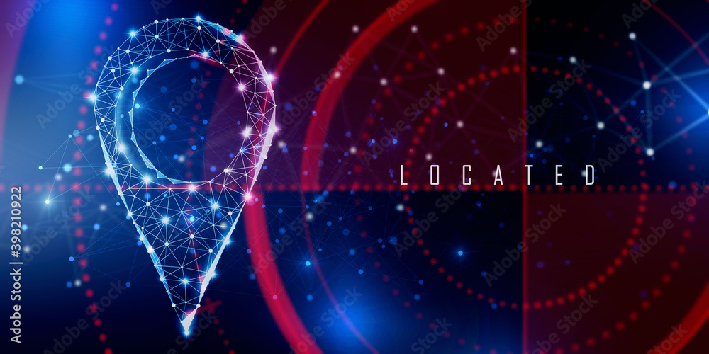 Poster 2d rendering red map pointer