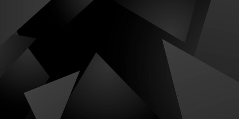 Triangle shapes composition geometric abstract black background. 3D shadow effects and fluid gradients. Modern overlapping forms