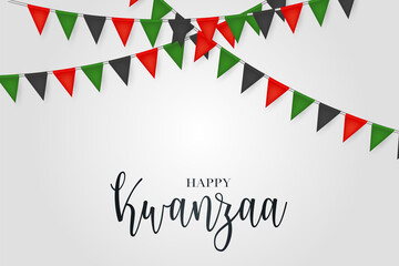Fototapeta premium Kwanzaa banner. Traditional african american ethnic holiday design concept. Green, red, and black colors. Vector illustration.