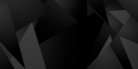 Fototapeta premium Black Dark Polygonal Low Pattern. Geometric Pattern. Repeating pattern with triangle shapes. Seamless texture for your design. Repeating pattern