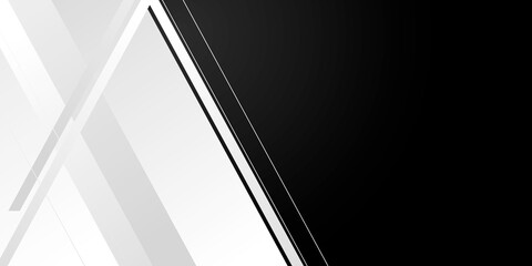Black and white shiny line abstract banner design. Elegant wavy vector background. High contrast black and white glossy stripes. Abstract tech graphic banner design. Vector corporate background