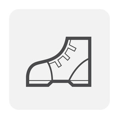 Safety boot or safety shoe vector icon. That footwear is personal protective equipment (PPE) for wear to work in construction site to protection, safe or prevent foot of builder or worker injury.