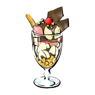 recommend clip art: 手書きラフスケッチ_チョコパフェ chocolate parfait