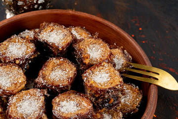 Turkish baklava pastry sweets close up photo