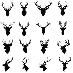 Deer icon vector set. hunting illustration sign collection. horns symbol.