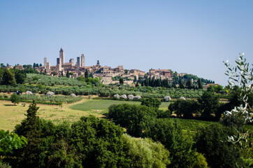Fototapeta na wymiar San Gimignano visto dalla Via Francigena